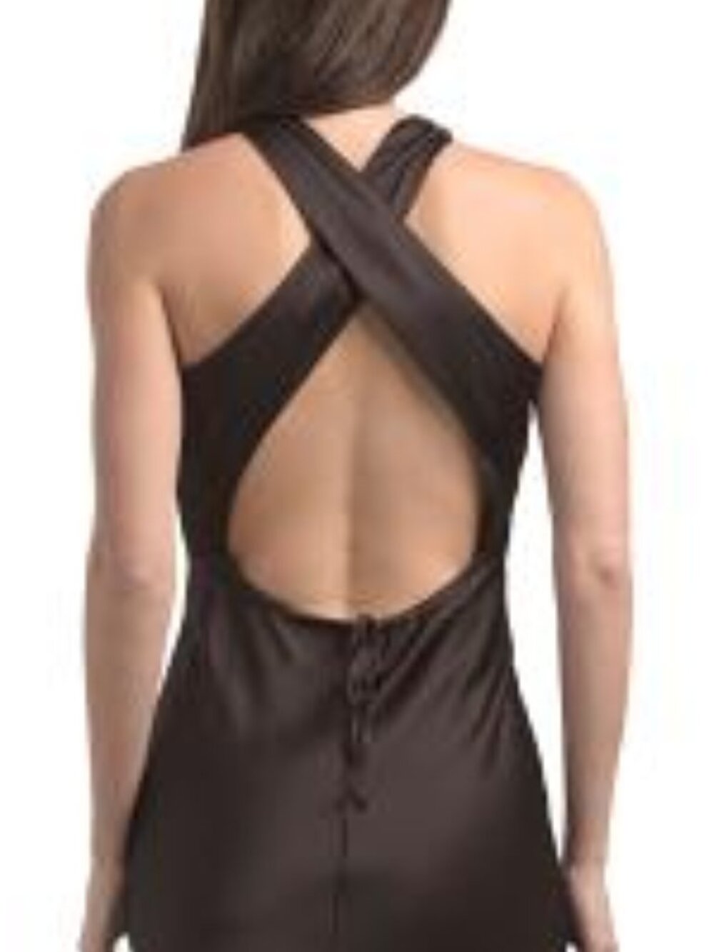 new House Of Harlow 1960 Satin Slip Maxi Dress Chocolate 3T4 268 - Picture 4 of 9